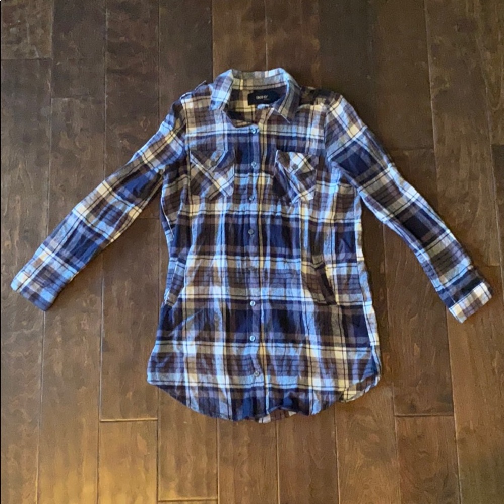 Inso Flannel Button Down Tunic with Pockets